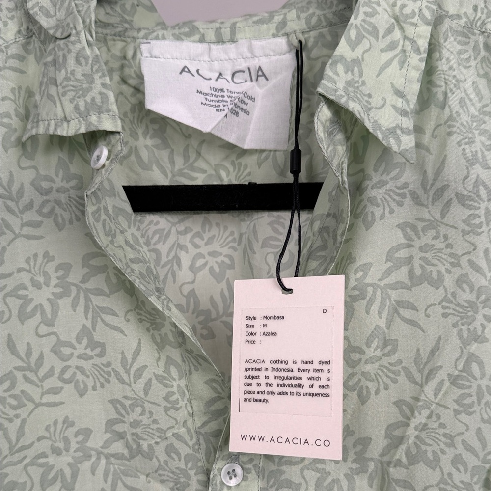 acacia swimwear Mint Green Botanical Print Button-Down Shirt - Picture 2 of 10